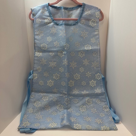Other - Handmade Bl Snowflake Glitter Tabard Apron Winter Christmas Side Tie Smock NWOT‎